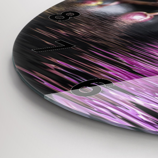 Kulaté skleněné hodiny s fotkou Květ orchideje na vodě