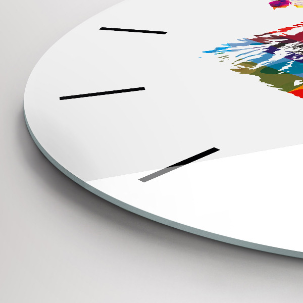 Kulaté skleněné hodiny s fotkou Hlava medvěda