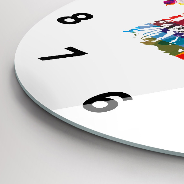 Kulaté skleněné hodiny s fotkou Hlava medvěda