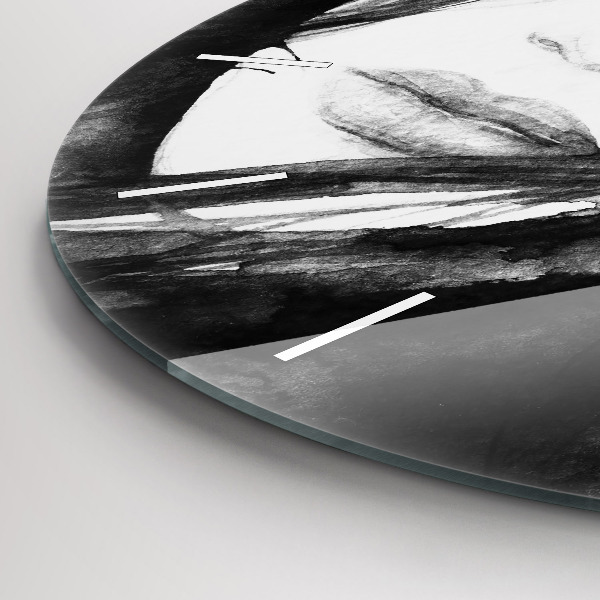 Kulaté skleněné hodiny s fotkou Portrét ženy