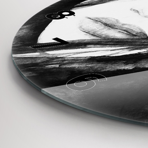 Kulaté skleněné hodiny s fotkou Portrét ženy