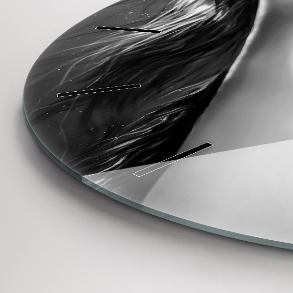 Kulaté skleněné hodiny s fotkou Ústa ženy