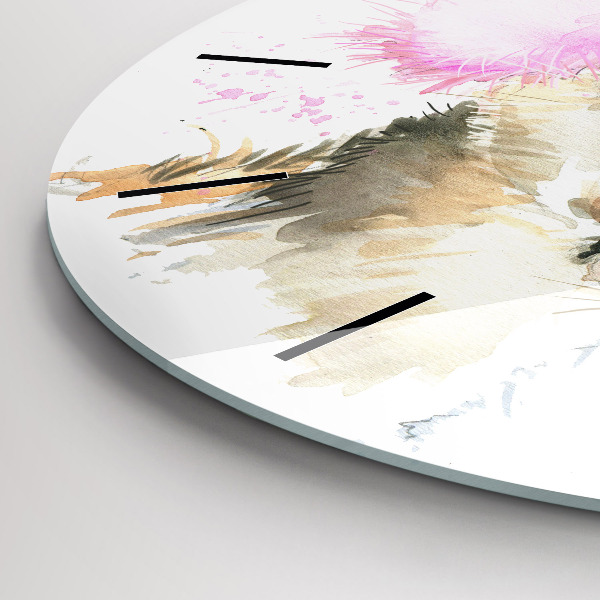 Kulaté skleněné hodiny s fotkou Lesní jelen