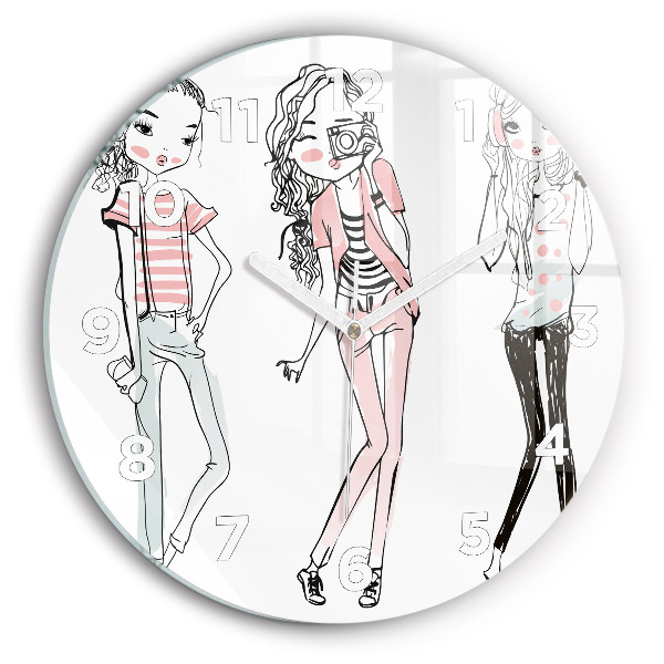 Kulaté skleněné hodiny s fotkou Dámská móda