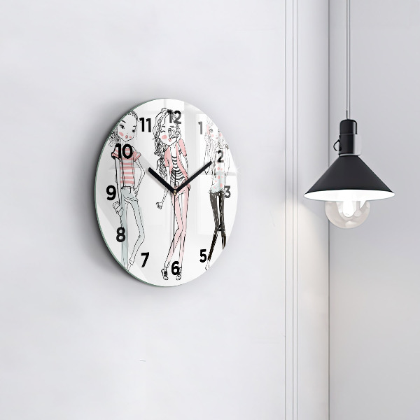 Kulaté skleněné hodiny s fotkou Dámská móda