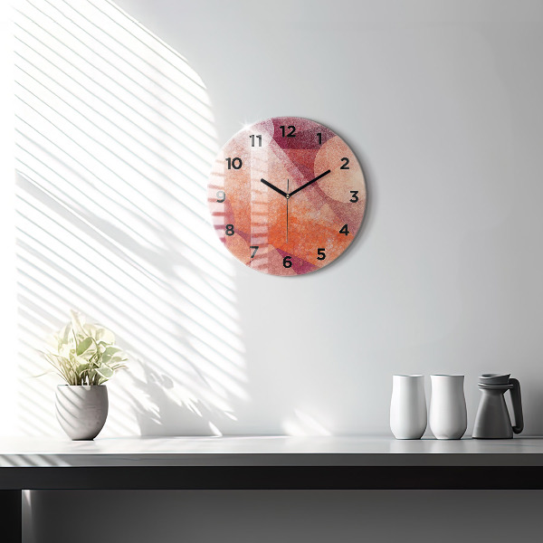 Kulaté skleněné hodiny s fotkou Geometrická abstrakce