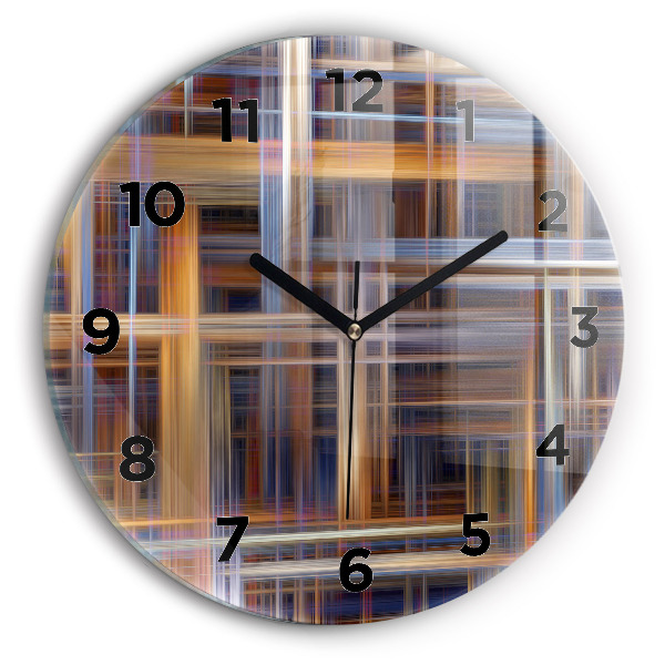 Kulaté skleněné hodiny s fotkou Geometrická abstrakce