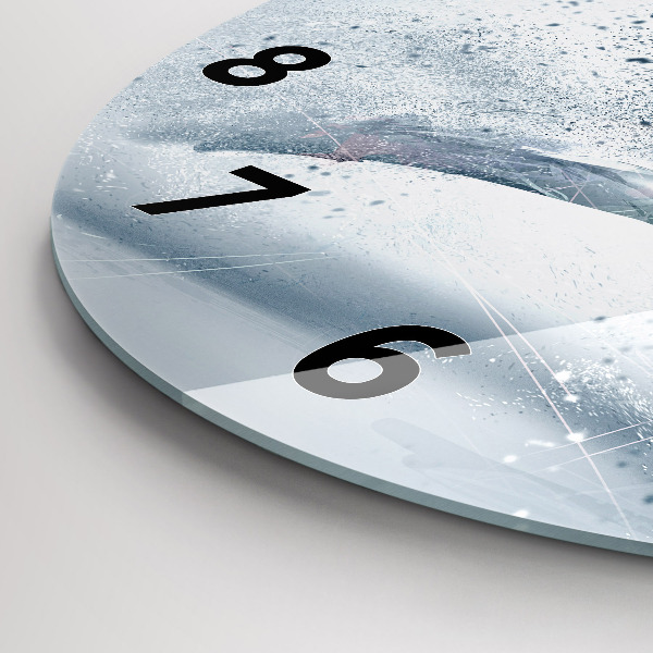 Kulaté skleněné hodiny s fotkou Běžící muž