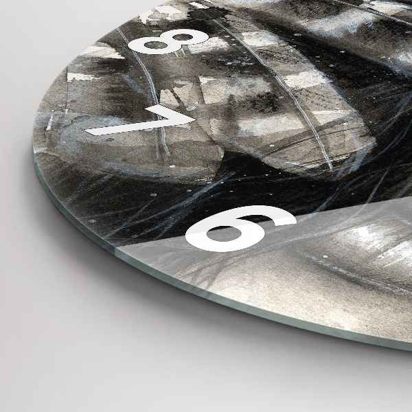 Kulaté skleněné hodiny s fotkou Malovaný portrét