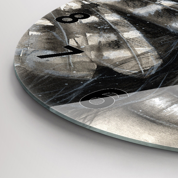 Kulaté skleněné hodiny s fotkou Malovaný portrét