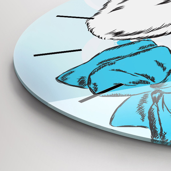 Kulaté skleněné hodiny s fotkou Psí štěně