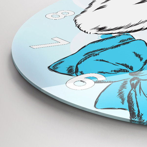 Kulaté skleněné hodiny s fotkou Psí štěně