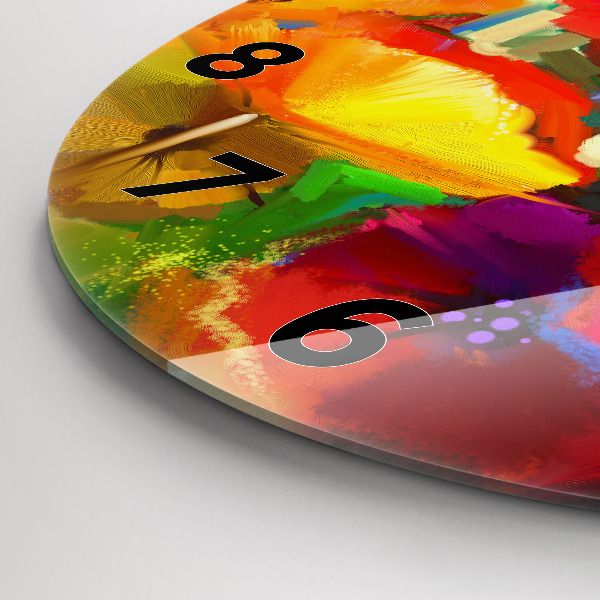 Kulaté skleněné hodiny s fotkou Barevné máky