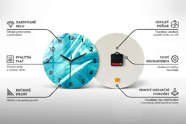 Kulaté skleněné hodiny s fotkou Hlava vlka