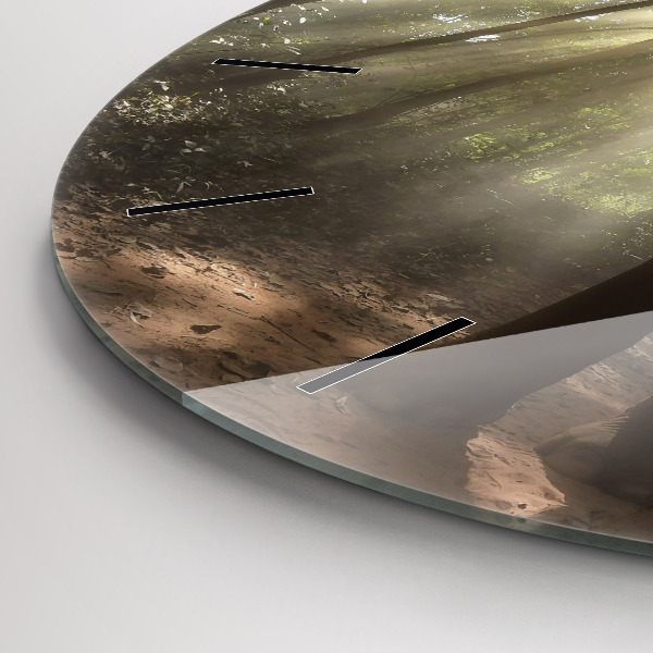 Kulaté skleněné hodiny s fotkou Slon v džungli