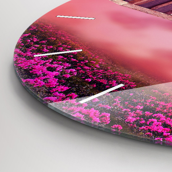 Kulaté skleněné hodiny s fotkou Ptačí budka