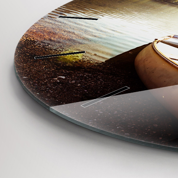 Kulaté skleněné hodiny s fotkou Pohled na jezero