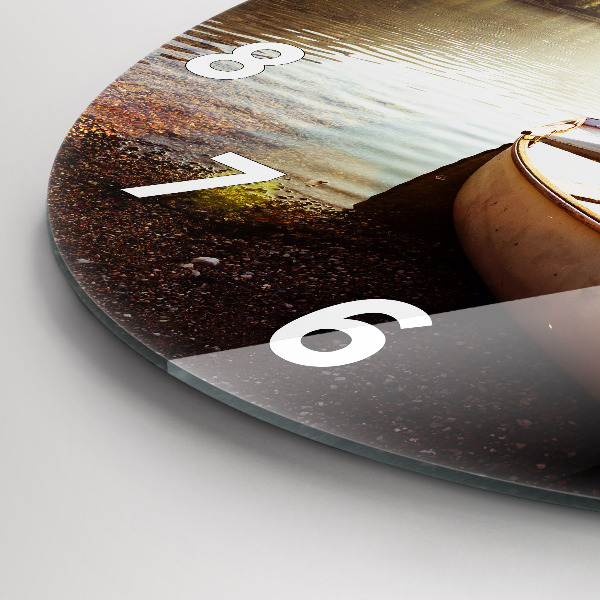 Kulaté skleněné hodiny s fotkou Pohled na jezero