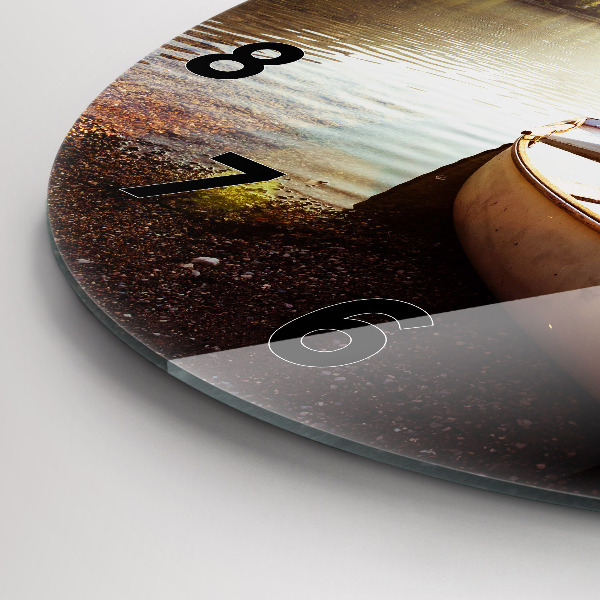 Kulaté skleněné hodiny s fotkou Pohled na jezero