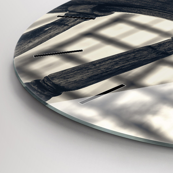 Kulaté skleněné hodiny s fotkou Starobylá loď