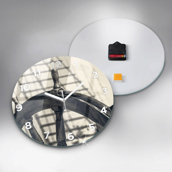 Kulaté skleněné hodiny s fotkou Starobylá loď