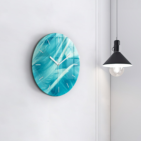 Kulaté skleněné hodiny s fotkou Zelená tyrkysová vinobraní