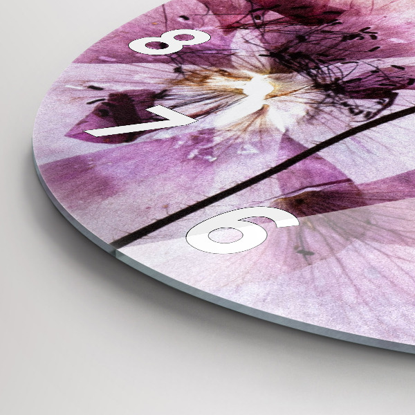 Kulaté skleněné hodiny s fotkou Suché květy máku