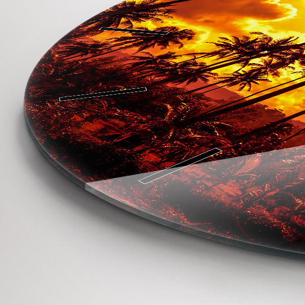 Kulaté skleněné hodiny s fotkou Thajsko Pláž Klong Prao