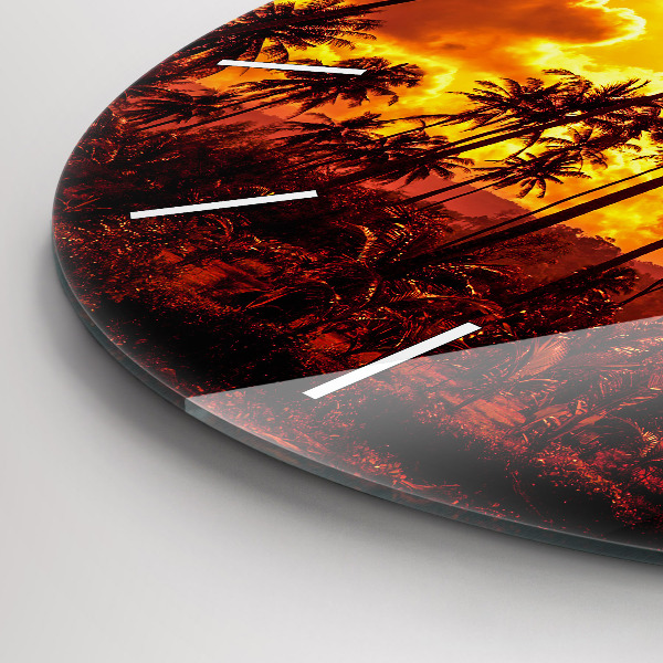 Kulaté skleněné hodiny s fotkou Thajsko Pláž Klong Prao