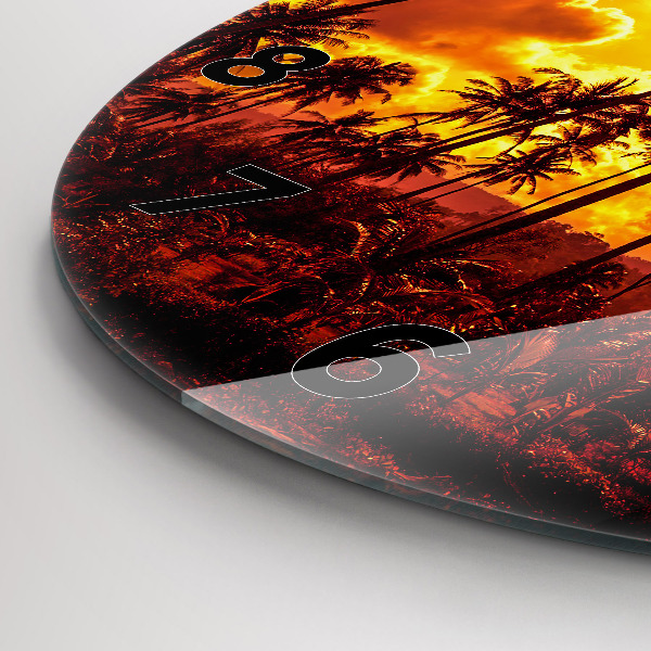 Kulaté skleněné hodiny s fotkou Thajsko Pláž Klong Prao