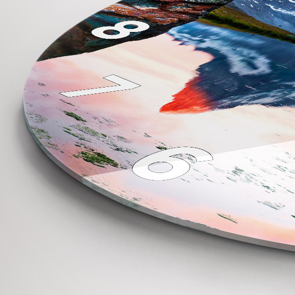 Kulaté skleněné hodiny s fotkou Stellisee Matterhornské jezero