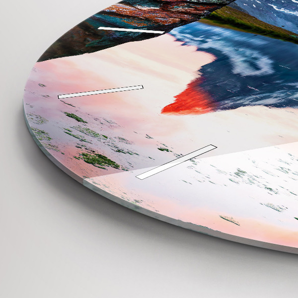 Kulaté skleněné hodiny s fotkou Stellisee Matterhornské jezero