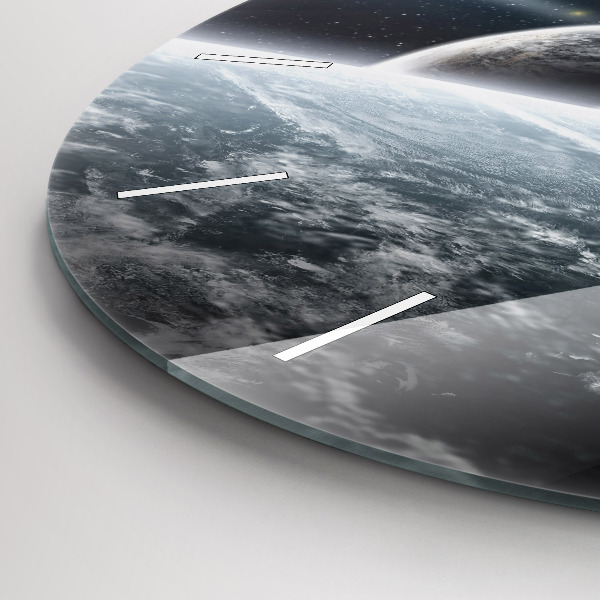 Kulaté skleněné hodiny s fotkou Vesmír a planety