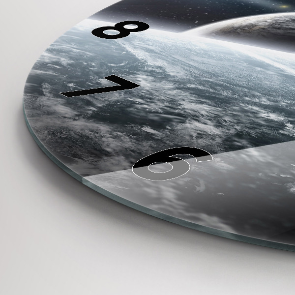 Kulaté skleněné hodiny s fotkou Vesmír a planety