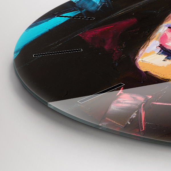 Kulaté skleněné hodiny s fotkou Portrét ženy