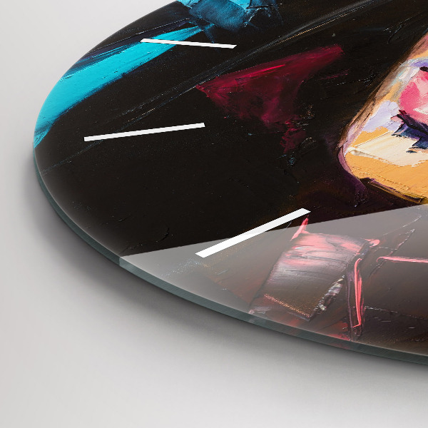 Kulaté skleněné hodiny s fotkou Portrét ženy