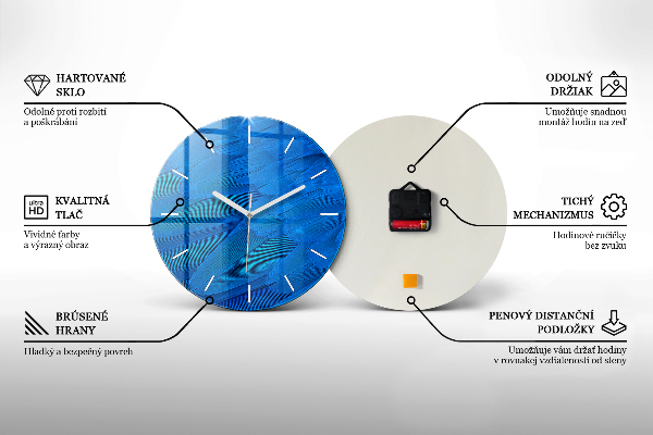 hodiny na skle Barevné ptačí peří