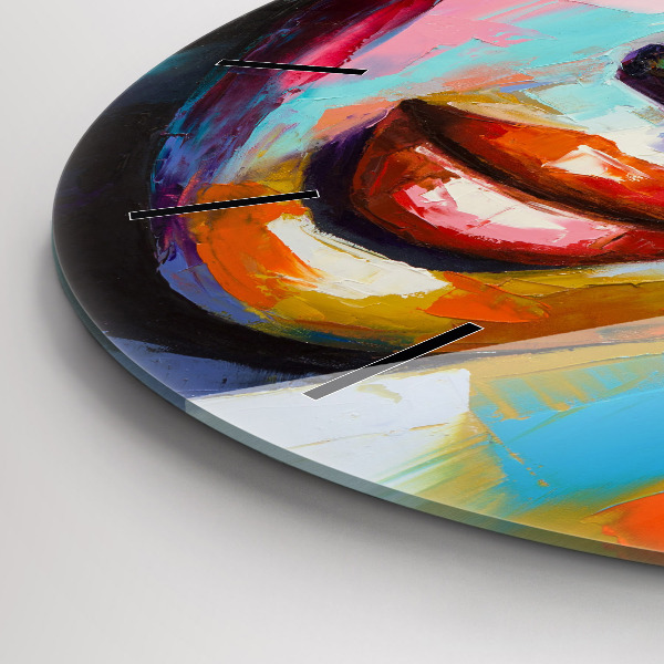hodiny na skle Barevná tvář ženy
