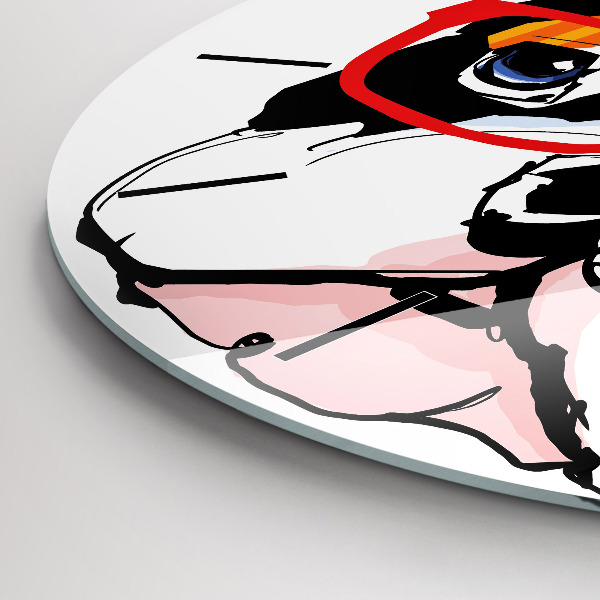 hodiny na skle Francouzský buldok s brýlemi