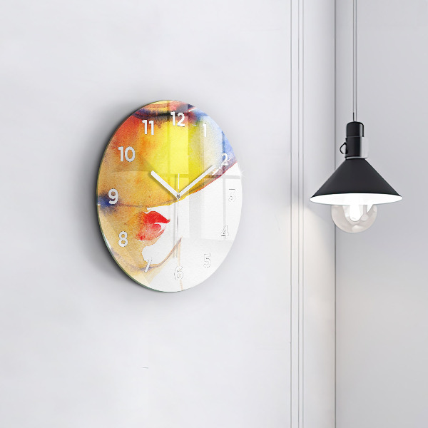 hodiny na skle Žena v klobouku