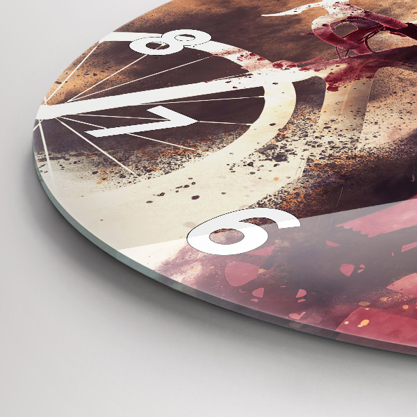 hodiny na skle Žena a jízdní kolo