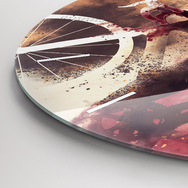 hodiny na skle Žena a jízdní kolo