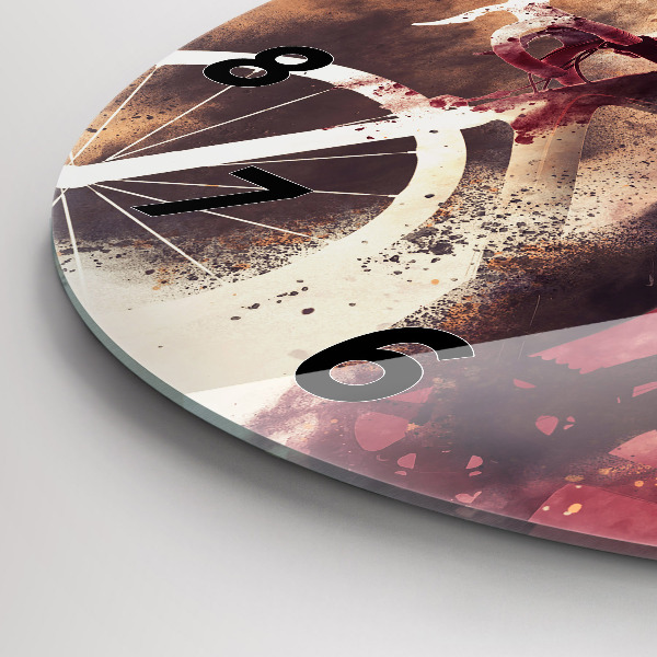 hodiny na skle Žena a jízdní kolo