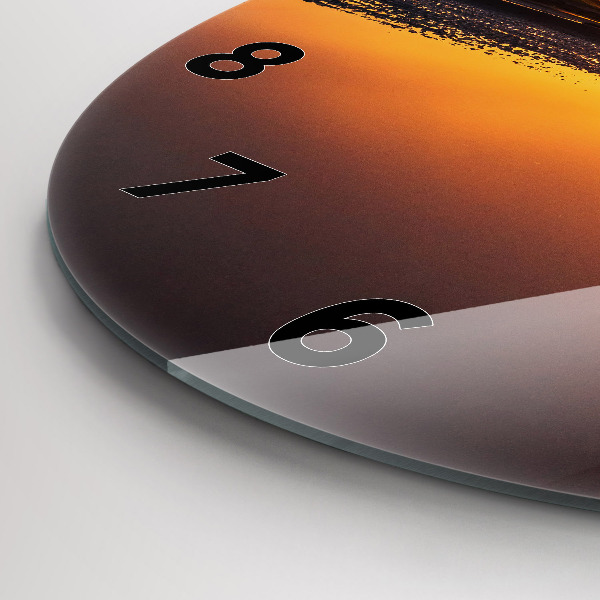 hodiny na skle Běžec a západ slunce