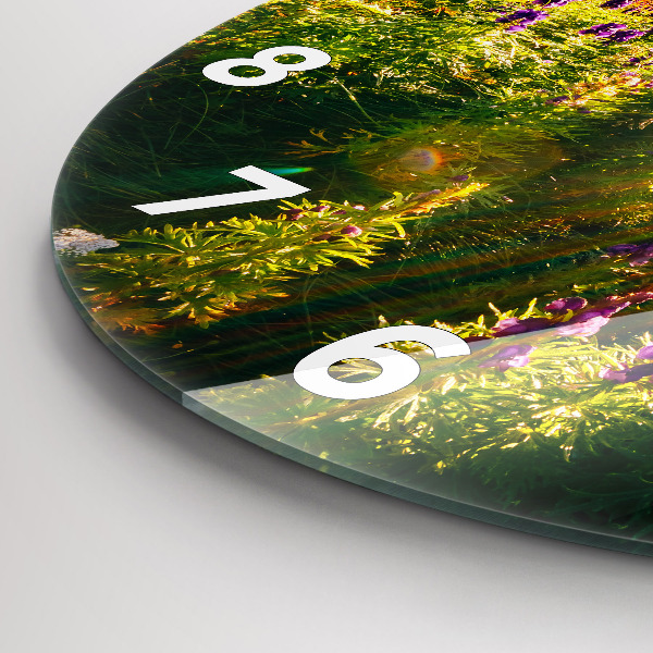 hodiny na skle Levandulová louka