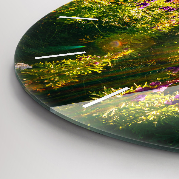 hodiny na skle Levandulová louka