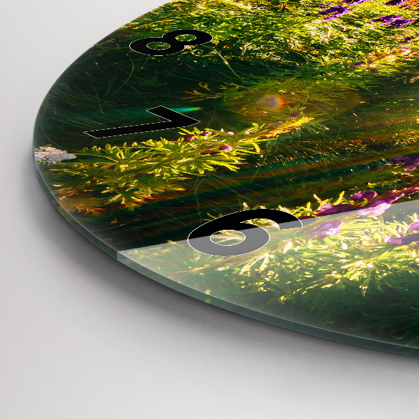 hodiny na skle Levandulová louka