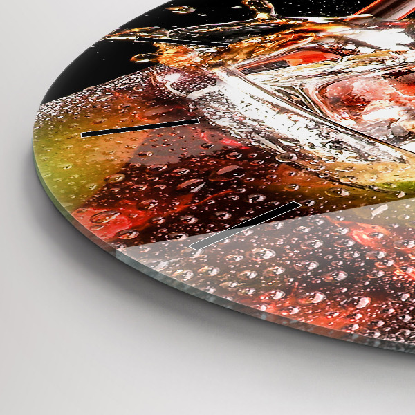 Kulaté skleněné hodiny s fotkou Nápoj na skalách