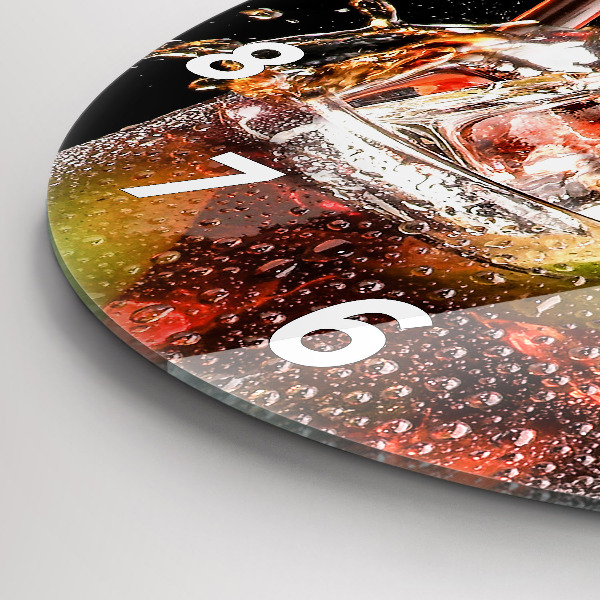 Kulaté skleněné hodiny s fotkou Nápoj na skalách