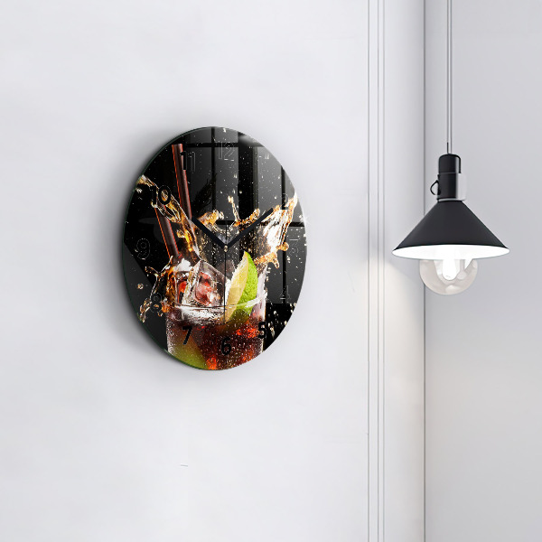 Kulaté skleněné hodiny s fotkou Nápoj na skalách